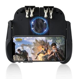 Six-finger Gaming Controller PUBG Mobile Phone Controller Joystick Gamepad with Cooling Fan/Phone Holder, Phone Gamepad For Tomoda L1R1 Mobile Triggers For 4.7”-6.5” iOS Android Phones