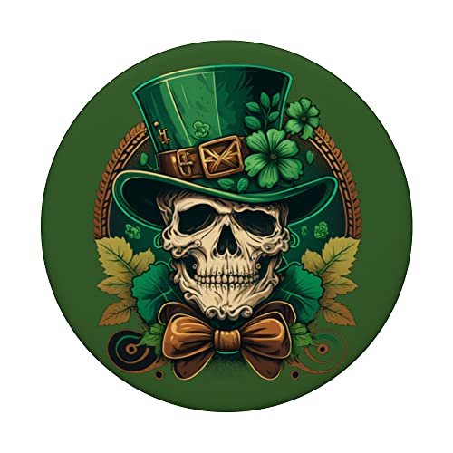 Sugar Skull St Patricks Day Irish Skull Leprechaun PopSockets Swappable PopGrip