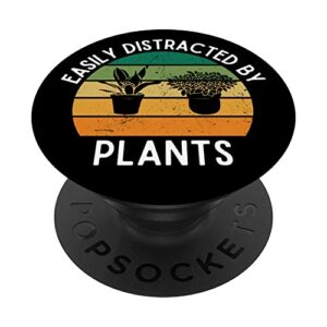 retro pots easily distracted by plants | botany plant lover popsockets swappable popgrip