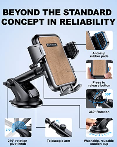 GUANDA TECHNOLOGIES CO., LTD. Cell Phone Stand, Desk Phone Holder, Upgraded Car Mount Phone Holder Dashboard Windshield