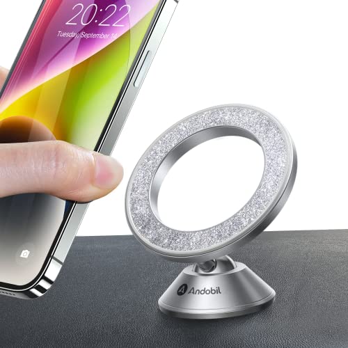 andobil Bling Magnetic Phone Grip & Magnetic Car Mount Compatible with MagSafe iPhone 14 Pro Max 13 12 and All