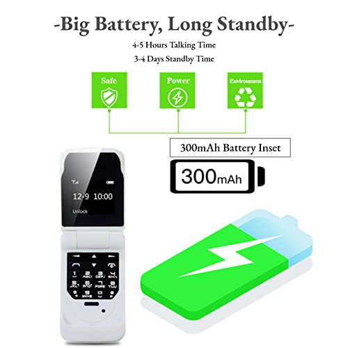 Yunseity Unlocked Senior Flip Cell Phone, Big Buttons HD Display Mobile Flip Phone Multifunctional Anti Loss Easy to Use Cell Phone for Seniors Kids Students (White)