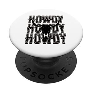 cow bull skull howdy cowboy cowgirl western country music popsockets swappable popgrip