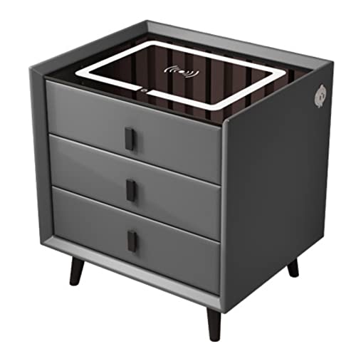 Night Stand for Living Room Bedroom Smart Bedside Table Modern End Table 2 Drawer Side Table Dresser Bedside Furniture for Living Room Bedroom (Color : C 3-Drawers, Size : A no Fingerprints)