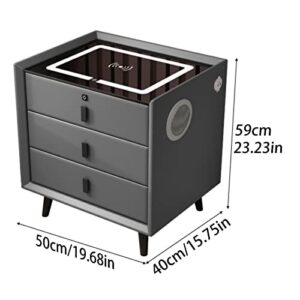 Bedside Table 2 Drawer Modern Smart End Table Side Table Sensor LED Lights Bedside Furniture for Living Room Bedroom Dorm (Color : C 3-Drawers, Size : A+Audio+Fingerprint)