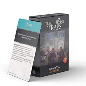 treacherous traps – random trap generator deck (5e) card deck 5th edition dungeons & dragons 100 cards 2 1/2 x 1 1/2 x 3 1/2" black