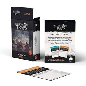 Treacherous Traps – Random Trap Generator Deck (5E) Card Deck 5th Edition Dungeons & Dragons 100 cards 2 1/2 x 1 1/2 x 3 1/2" Black