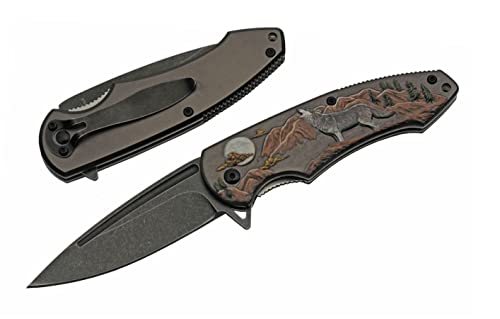 7.75" Howling Wolf Folding Knife