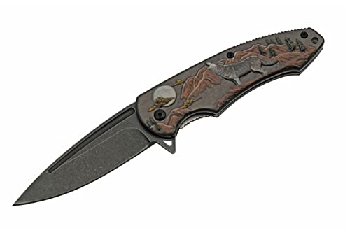 7.75" Howling Wolf Folding Knife