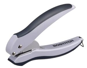 bostitch office ez squeeze one-hole punch, 10 sheet capacity, lightweight, gray/blue (2402)