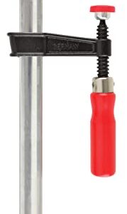 BESSEY Light Duty Tradesman's Bar Clamp - 2.5x12 In - TGJ2.512 - Woodworking Clamps with Wooden Handle, Ideal for Home Improvement & Workbench Projects, carpentry and Cabinetry, Black & Red