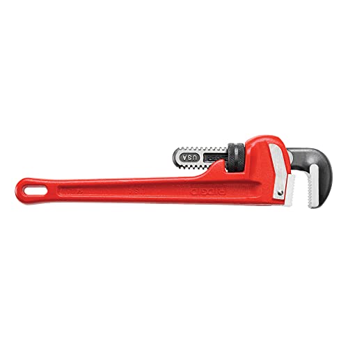 RIDGID 31020 Model 14 Heavy-Duty Straight Pipe Wrench, 14-inch Plumbing Wrench, Red