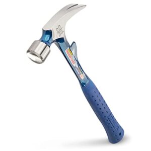 estwing hammertooth hammer - 22 oz straight rip claw with smooth face & shock reduction grip - e6-22t, blue