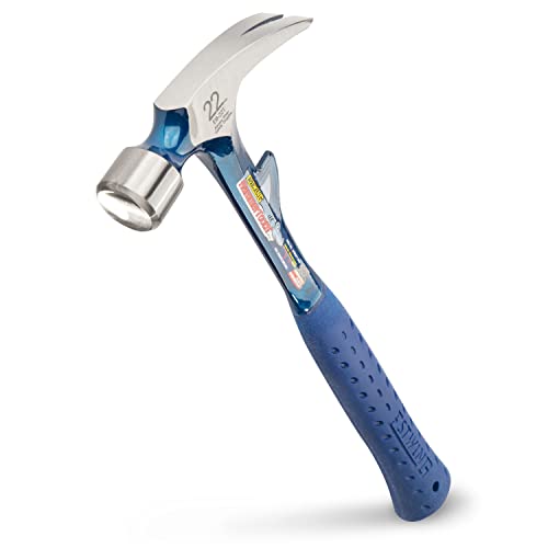 Estwing Hammertooth Hammer - 22 oz Straight Rip Claw with Smooth Face & Shock Reduction Grip - E6-22T, Blue