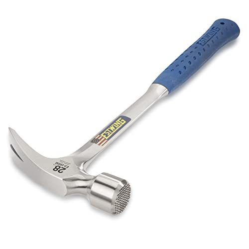 ESTWING Framing Hammer - 28 oz Long Handle Straight Rip Claw with Milled Face & Shock Reduction Grip - E3-28SM