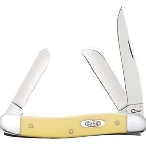 CASE XX WR Pocket Knife Madium Stockman With Synthetic Handle, Carbon Steel CV Blades, Length Closed: 3 5/8 Inches (Yellow Synthetic)