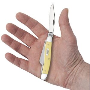 CASE XX WR Pocket Knife Madium Stockman With Synthetic Handle, Carbon Steel CV Blades, Length Closed: 3 5/8 Inches (Yellow Synthetic)