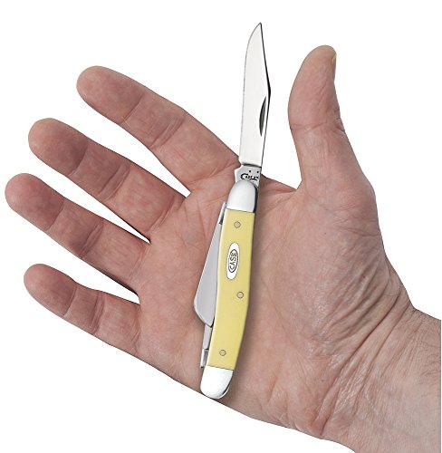 CASE XX WR Pocket Knife Madium Stockman With Synthetic Handle, Carbon Steel CV Blades, Length Closed: 3 5/8 Inches (Yellow Synthetic)