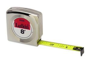 crescent lufkin 1/2" x 12' mezurall chrome case yellow clad power return tape measure - w9212