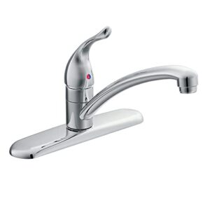 moen chateau chrome one-handle low arc kitchen faucet for 3-hole sinks, 7425
