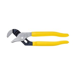klein tools d502-10 pump pliers, 10-inch tongue and groove, quick-adjust rivet, 1-3/4 inch max parallel jaw range, tension loaded joint