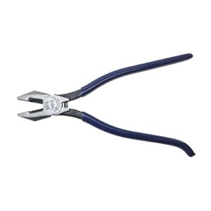 Klein Tools D201-7CST Ironworker Pliers, Spring Loaded Side Cutters, Twists and Cuts Annealed Rebar Tie Wire, Heavy-duty Knurled Jaws, 9-Inch Long