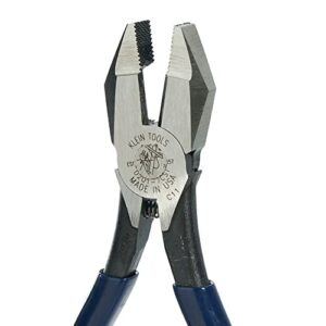 Klein Tools D201-7CST Ironworker Pliers, Spring Loaded Side Cutters, Twists and Cuts Annealed Rebar Tie Wire, Heavy-duty Knurled Jaws, 9-Inch Long