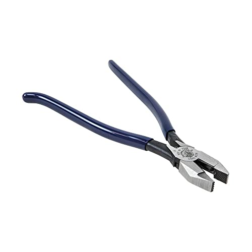 Klein Tools D201-7CST Ironworker Pliers, Spring Loaded Side Cutters, Twists and Cuts Annealed Rebar Tie Wire, Heavy-duty Knurled Jaws, 9-Inch Long