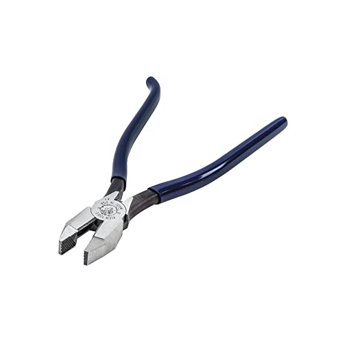 Klein Tools D201-7CST Ironworker Pliers, Spring Loaded Side Cutters, Twists and Cuts Annealed Rebar Tie Wire, Heavy-duty Knurled Jaws, 9-Inch Long