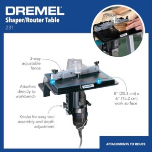 Dremel 231 Portable Rotary Tool Shaper and Router Table- Woodworking Attachment Perfect for Sanding, Shaping, and Trimming Edges