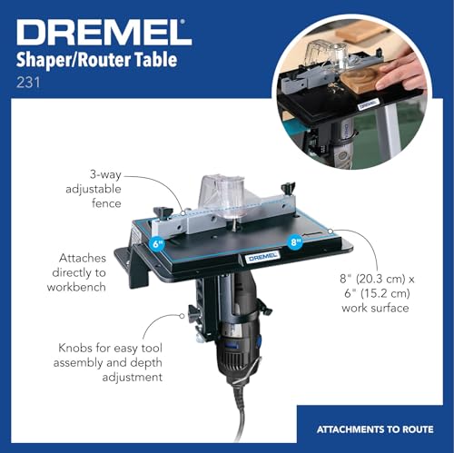 Dremel 231 Portable Rotary Tool Shaper and Router Table- Woodworking Attachment Perfect for Sanding, Shaping, and Trimming Edges