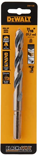 DEWALT DW1128 7/16-Inch Black Oxide 3/8-Inch Reduced Shank Split Point Twist Drill Bit