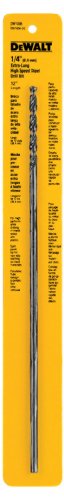 DEWALT DW1606 1/4-Inch by 12-Inch Extra Long Black Oxide Drill Bit