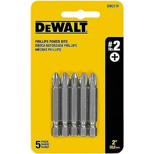 DEWALT Screwdriver Set, #2 Phillips, 2-Inch Power Bit, 5-Pack (DW2115)