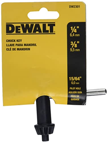 DEWALT DW2301 1/4-Inch and 3/8-Inch Chuck Key with 15/64-Inch Pilot Black