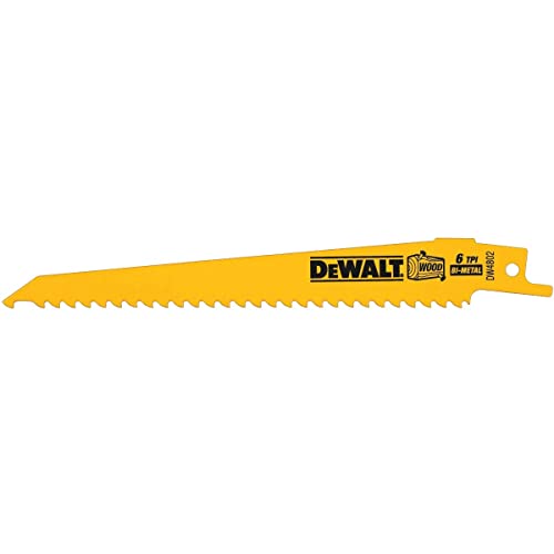 DEWALT Reciprocating Saw Blades, Taper Back, 6-Inch, 6 TPI, 5-Pack (DW4802)