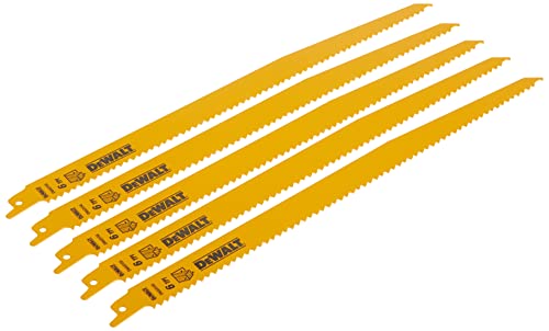 DEWALT Reciprocating Saw Blades, Bi-Metal, 12-Inch, 6 TPI, 5-Pack (DW4804)