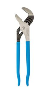 channellock 440 tongue and groove pliers | 12-inch straight jaw groove joint plier with comfort grips | 2.25-inch jaw capacity | laser heat-treated 90° teeth| forged high carbon steel | made in usa, black, blue, silver