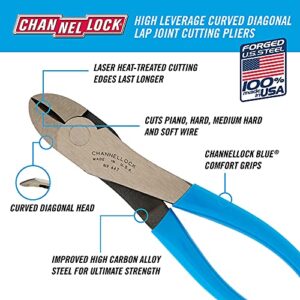 Channellock 447 GIDDS2-821226 Curved Jaw Diagonal Cutting Plier Grey/Blue, 7.5-Inch Curved Diagonal