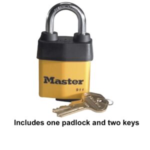 Master Lock 911DPF Heavy Duty Outdoor Padlock with Key, 1 Pack, Yellow