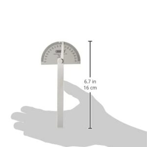 General Tools 18 Round Head Stainless Steel Angle Protractor, 0 to 180 Degrees, 6-Inch Arm