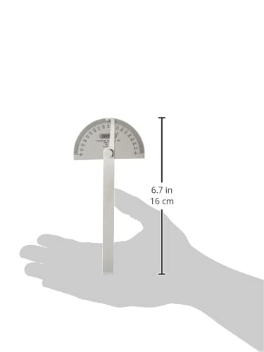 General Tools 18 Round Head Stainless Steel Angle Protractor, 0 to 180 Degrees, 6-Inch Arm