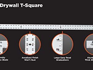 Johnson Level & Tool JTS48HD Heavy Duty Professional Aluminum Drywall T-Square, 48", Silver, 1 Square