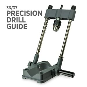 General Tools 36/37 Precision Drill Guide For 3/8-Inch or 1/2-Inch Power Drills, Portable & Lightweight, Folds Flat for Storage, Silver