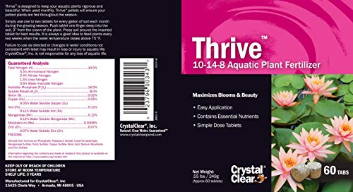 CrystalClear Thrive - 10-14-8 Aquatic Plant Fertilizer - 60 Tablets