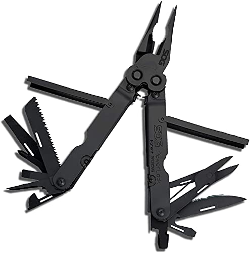 SOG Multitool - Powerlock Heavy Duty Multitool Pliers, Electrician Wire Cutter Multi Tool w/ Ballistic Nylon Multitool Sheath with Clip (S60N-CP)