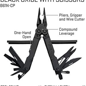 SOG Multitool - Powerlock Heavy Duty Multitool Pliers, Electrician Wire Cutter Multi Tool w/ Ballistic Nylon Multitool Sheath with Clip (S60N-CP)