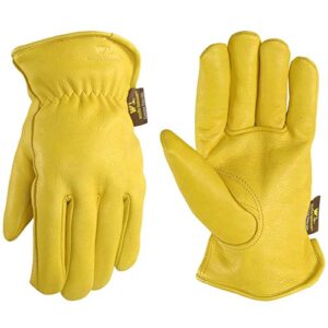 men's deerskin winter work gloves,100-gram thinsulate insulation, fleece-lined, x-large (wells lamont 963xl), saddletan