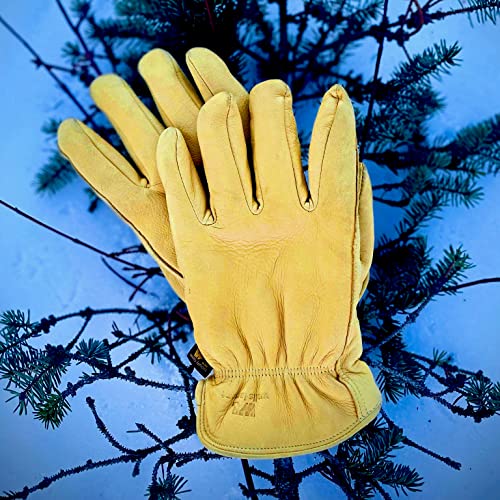 Men's Deerskin Winter Work Gloves,100-gram Thinsulate Insulation, Fleece-Lined, X-Large (Wells Lamont 963XL), Saddletan