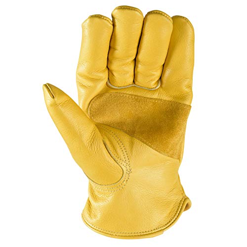 Men's Winter Leather Work Gloves, 100-gram Thinsulate, Cowhide, Lined Leather, Large (Wells Lamont 1108L) , Yellow